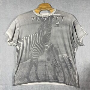 Rare World Wildlife Fund Protect Zebra Single Stitch Made In USA Jostens 3XL VTG